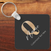 Moderne Monogram Eerste Letter Q & Naam Persoonlij Sleutelhanger (Voorkant)