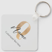 Moderne Monogram Eerste Letter Q & Naam Persoonlij Sleutelhanger (Achterkant)