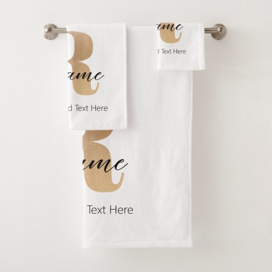 Moderne Monogram Eerste Letter R & Naam Gepersonal Bad Handdoek (Insitu)