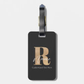Moderne Monogram Eerste Letter R & Naam Gepersonal Bagagelabel (Achterkant verticaal)