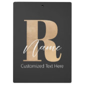 Moderne Monogram Eerste Letter R & Naam Gepersonal Klembord (Achterkant)