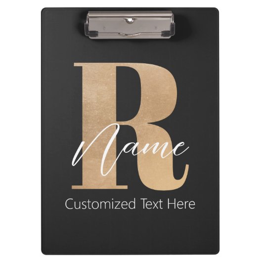 Moderne Monogram Eerste Letter R & Naam Gepersonal Klembord (Voorkant)