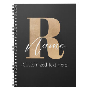 Moderne Monogram Eerste Letter R & Naam Gepersonal Notitieboek