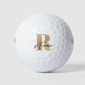 Moderne Monogram Eerste Letter R & Naam Persoonlij Golfballen (Voorkant)