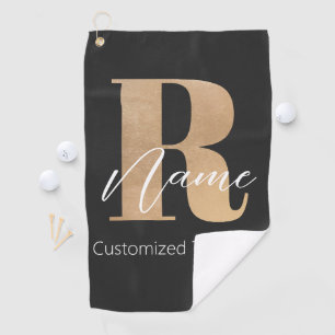 Moderne Monogram Eerste Letter R & Naam Persoonlij Golfhanddoek