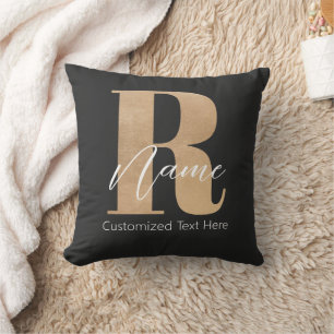 Moderne Monogram Eerste Letter R & Naam Persoonlij Kussen