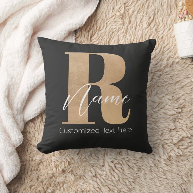 Moderne Monogram Eerste Letter R & Naam Persoonlij Kussen (Deken)