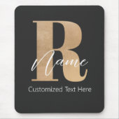 Moderne Monogram Eerste Letter R & Naam Persoonlij Muismat (Voorkant)