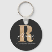 Moderne Monogram Eerste Letter R & Naam Persoonlij Sleutelhanger (Achterkant)