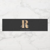 Moderne Monogram Eerste Letter R & Naam Persoonlij Waterfles Etiket (Enkel label)