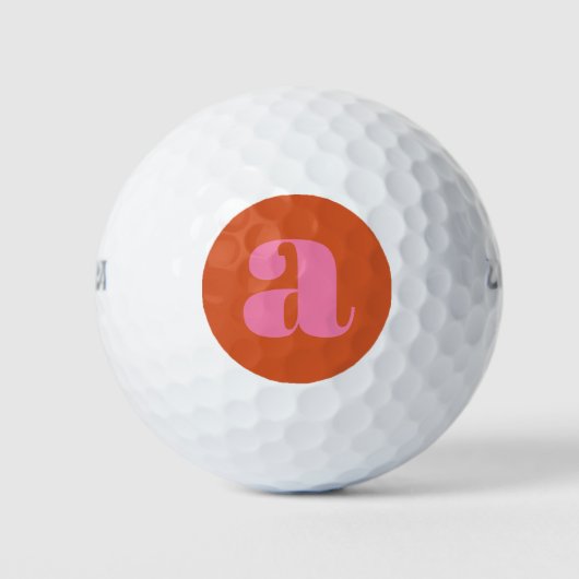 Moderne Monogram Eerste Letter Roze en Oranje Golfballen (Voorkant)
