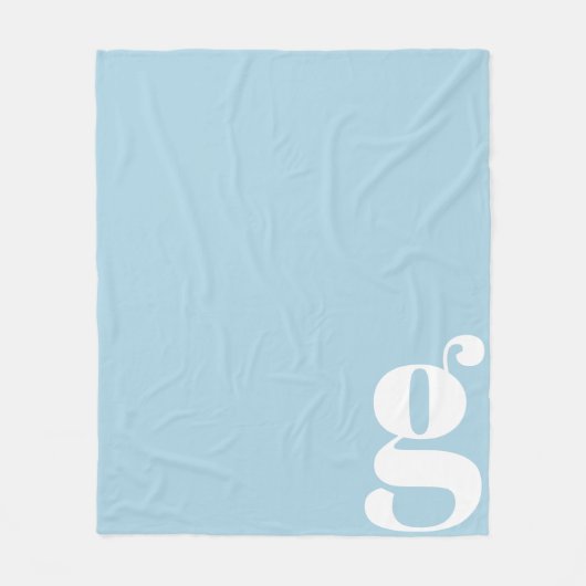 Moderne Monogram Eerste Letter Schattig Lichtblauw Fleece Deken (Voorkant)