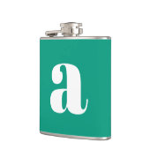 Moderne Monogram Eerste Letter Trouw Groen Heupfles (Links)