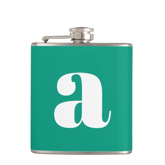 Moderne Monogram Eerste Letter Trouw Groen Heupfles (Voorkant)