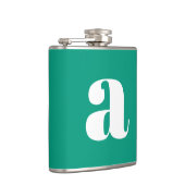 Moderne Monogram Eerste Letter Trouw Groen Heupfles (Rechts)