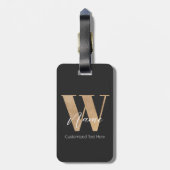 Moderne Monogram Eerste Letter W & Naam Persoonlij Bagagelabel (Achterkant verticaal)