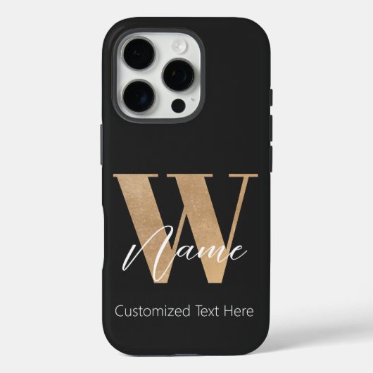 Moderne Monogram Eerste Letter W & Naam Persoonlij Case-Mate iPhone Case (Achterkant)