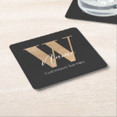 Moderne Monogram Eerste Letter W & Naam Persoonlij Kartonnen Onderzetters (Schuin)