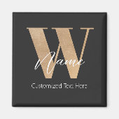 Moderne Monogram Eerste Letter W & Naam Persoonlij Magneet (Voorkant)