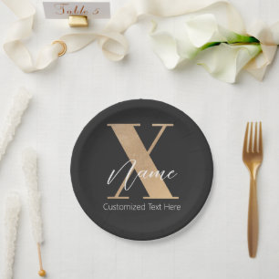 Moderne Monogram Eerste Letter X & Naam Gepersonal Papieren Bordje