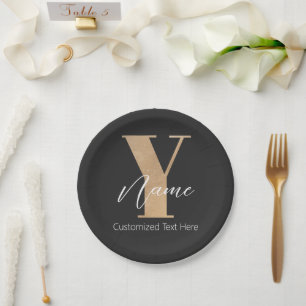 Moderne Monogram Eerste Letter Y & Naam Persoonlij Papieren Bordje