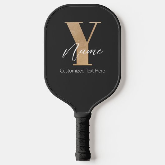 Moderne Monogram Eerste Letter Y & Naam Persoonlij Pickleball Paddle (Voorkant)