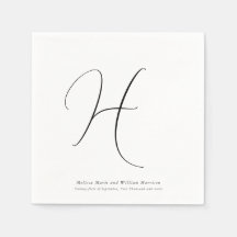 Moderne Monogram Eerste Letter Zwart & Wit Trouwen