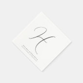 Moderne Monogram Eerste Letter Zwart & Wit Trouwen Servet (Hoek)