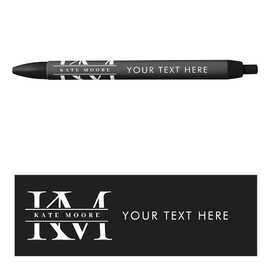 Moderne Monogram Eerste Letters Professioneel Zwar Zwarte Inkt Pen