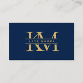 Moderne Monogram Eerste Letters Professionele Blau Visitekaartje (Voorkant)