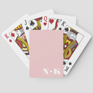 Moderne Monogram Eerste Letters Roze Roze Aangepas Pokerkaarten