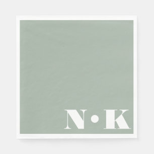 Moderne Monogram Eerste Letters Stof Sage Groene T Servet