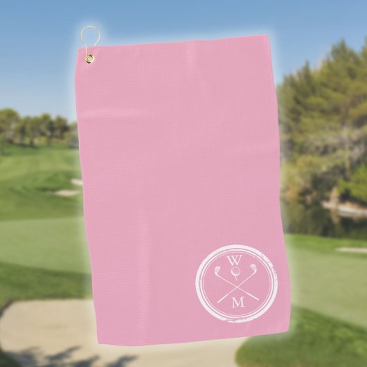 Moderne Monogram Eerste Letters  Vrouwelijk Roze Golfhanddoek