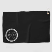 Moderne Monogram Eerste Letters Zwart en Wit Golfhanddoek (Horizontaal)