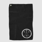 Moderne Monogram Eerste Letters Zwart en Wit Golfhanddoek (Voorkant)