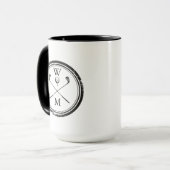 Moderne Monogram Eerste Letters Zwart en Wit Mok (Voorkant links)