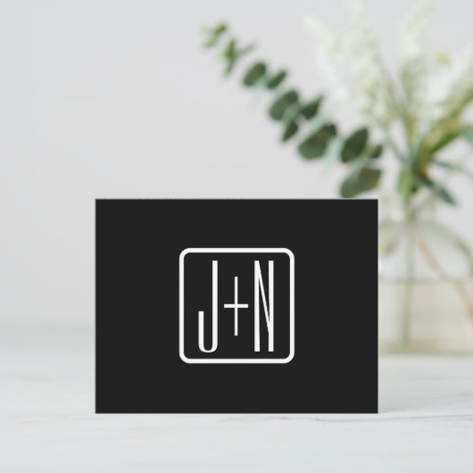 Moderne Monogram Eerste Letters | Zwart & Wit Briefkaart (Staand voorkant)