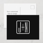 Moderne Monogram Eerste Letters | Zwart & Wit Briefkaart (Voorkant / Achterkant)