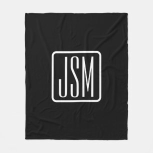 Moderne monogram-eerste letters Zwart & Wit Fleece Deken