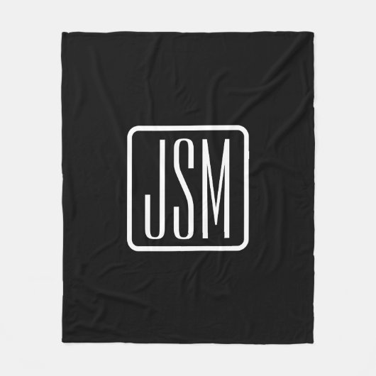 Moderne monogram-eerste letters | Zwart & Wit Fleece Deken (Voorkant)