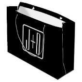 Moderne monogram-eerste letters | Zwart & Wit Groot Cadeauzakje (Achterkant Gekanteld)