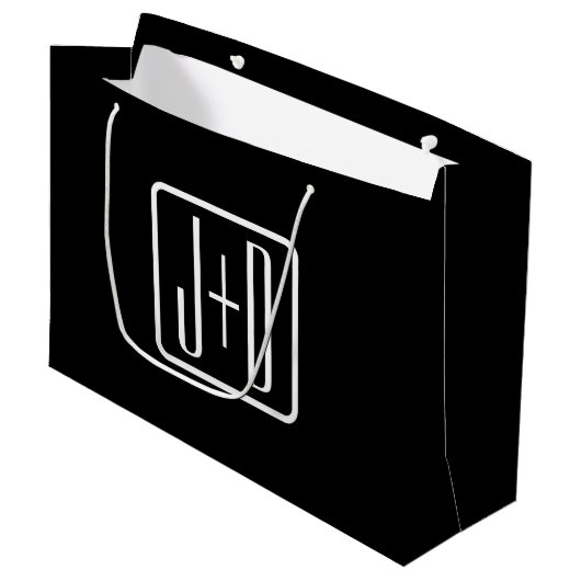 Moderne monogram-eerste letters | Zwart & Wit Groot Cadeauzakje (Voorkant Gekanteld)