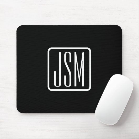Moderne monogram-eerste letters | Zwart & Wit Muismat (Met muis)