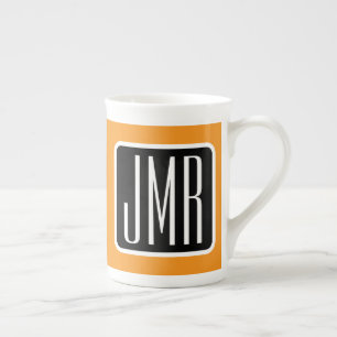 Moderne monogram-eerste letters Zwart Wit & Oran Porselein Kop