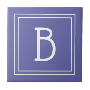 Moderne Monogram Eerste Periwinkle Blauwe Tegeltje