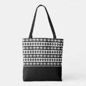 Moderne Monogram Eerste Stijlvolle Chic Zwart & Wi Tote Bag (Achterkant)