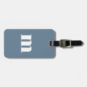 Moderne Monogram Eerste Stof Blauw Grijs Bagagelabel (Voorkant horizontaal)