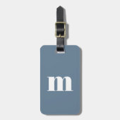 Moderne Monogram Eerste Stof Blauw Grijs Bagagelabel (Voorkant verticaal)