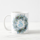 Moderne Monogram Eerste Winter Krans Koffiemok (Links)