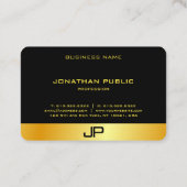 Moderne monogram Elegant Black Gold Sjabloon Visitekaartje (Achterkant)